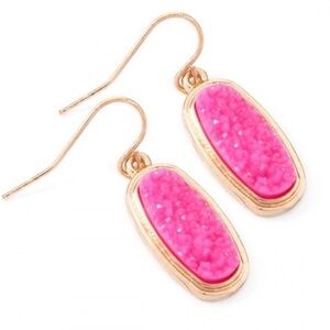 🆕Elegant Pink and Gold Druzy Earrings
